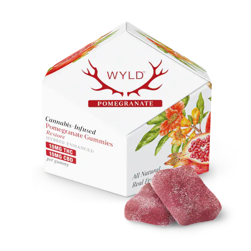 Pomegranate 1:1 CBD + Hybrid Enhanced Gummies-active