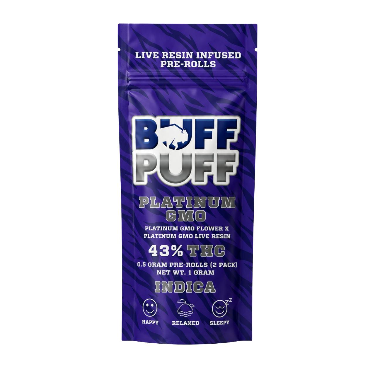 Buff Puff - 2 Pack Live Resin Infused .5g Prerolls - Platinum GMO