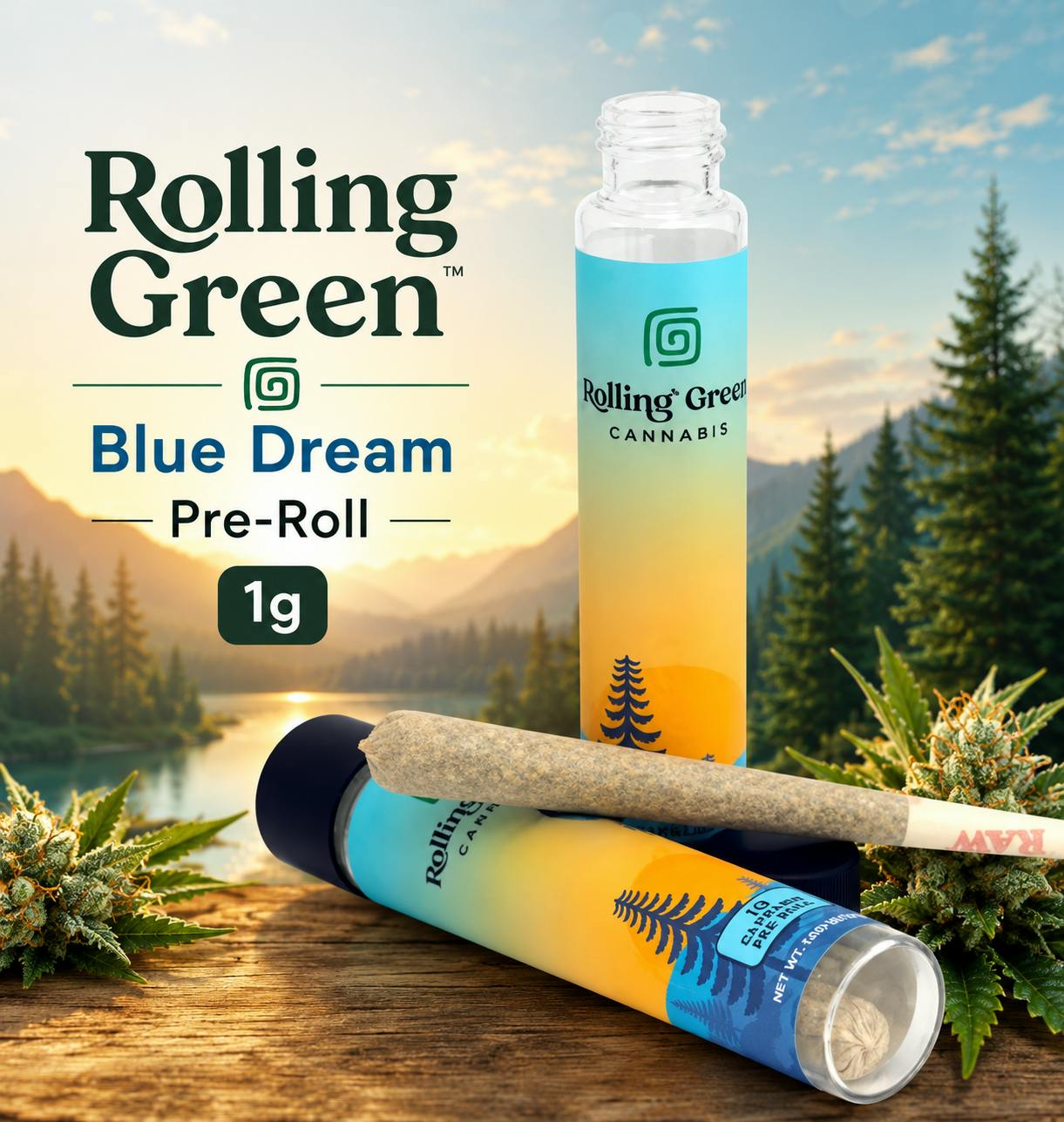 Product Rolling Green | Blue Dream | Pre-Roll | 1g