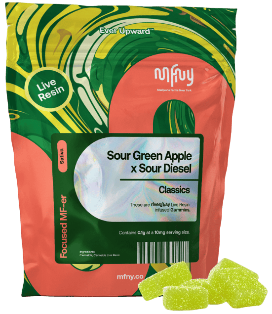 Live Resin Sour Green Apple x Sour Diesel - Gummie 10 Pack (100mg