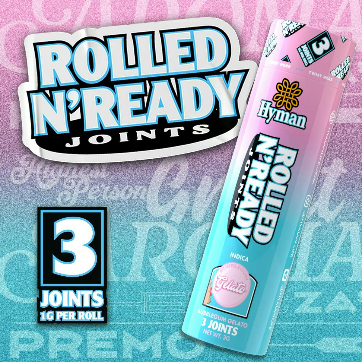 HYMAN HYMAN | BUBBLEGUM GELATO | PRE-ROLLS | 3 x 1G INDICA — PRE_ROLLS