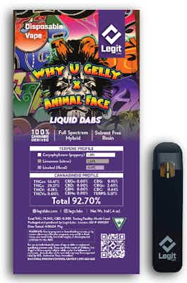 Product: Why u Gelly x Animal Face | Cured Resin Disposable | Legit Labs