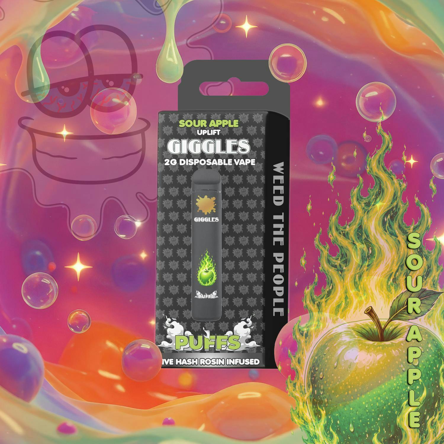 Giggles - 2g Live Rosin Disposable - Sour Apple
