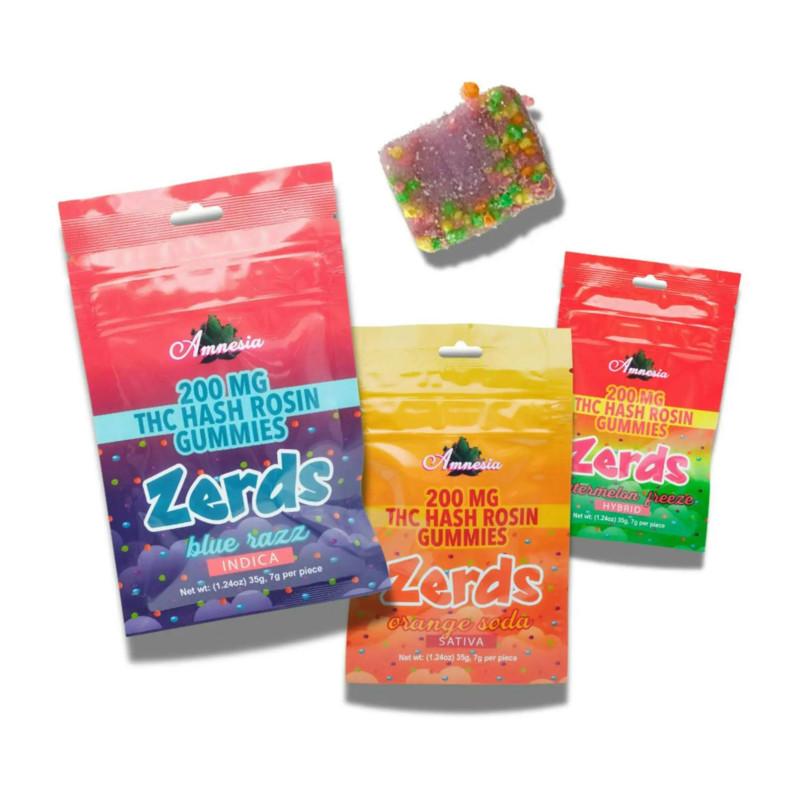 Amnesia - 200mg Zerds Hash Rosin Gummies - Pink Lemonade