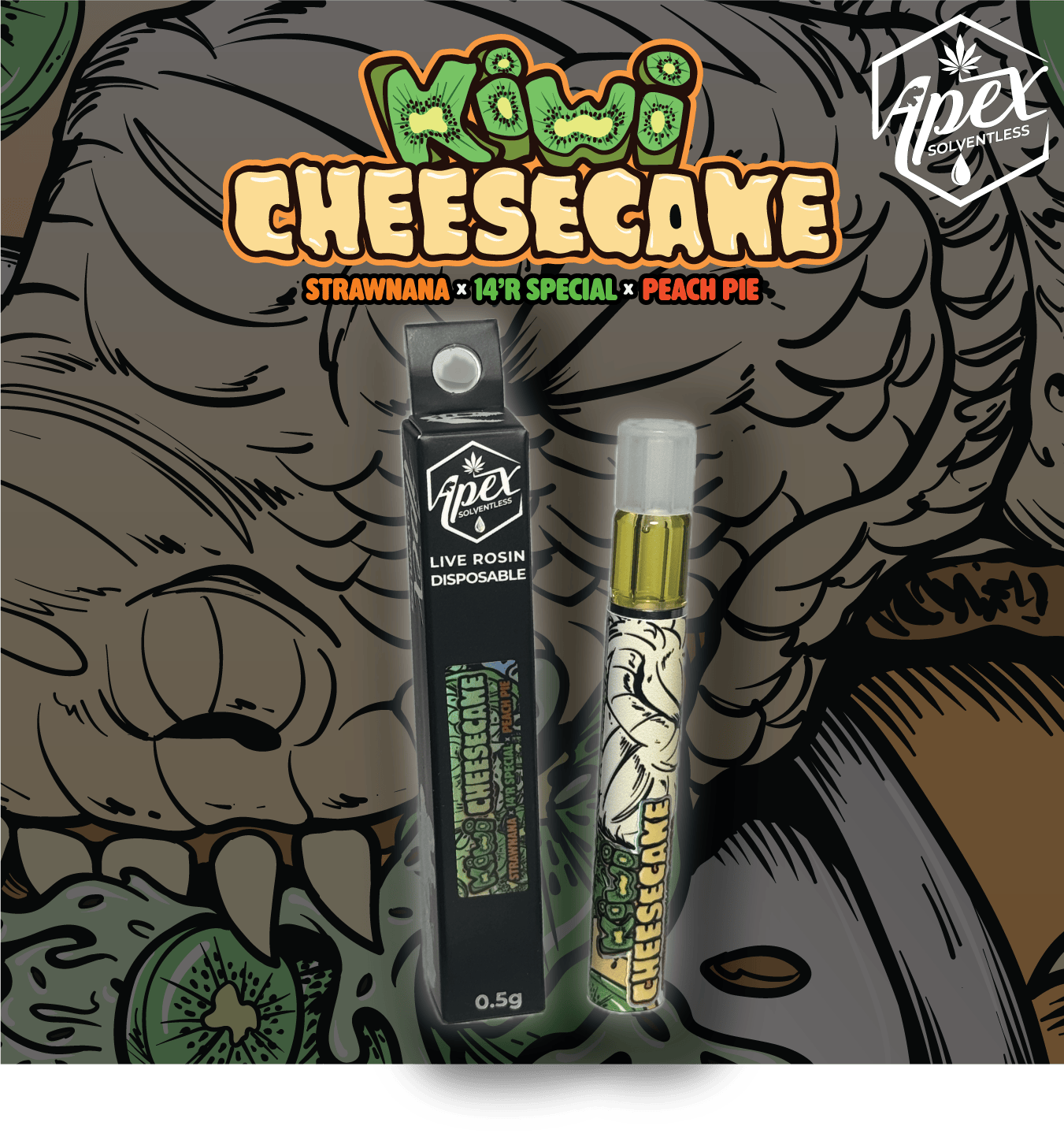 Apex - .5g Hash Rosin Disposable - Kiwi Cheesecake #11