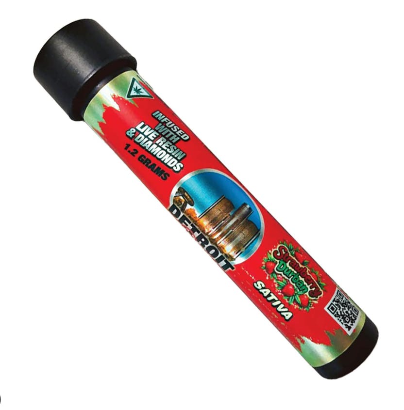 Detroit Dope | Strawberry Durban | 1.2G Liquid Diamond and Live Resin Infused Pre-Roll