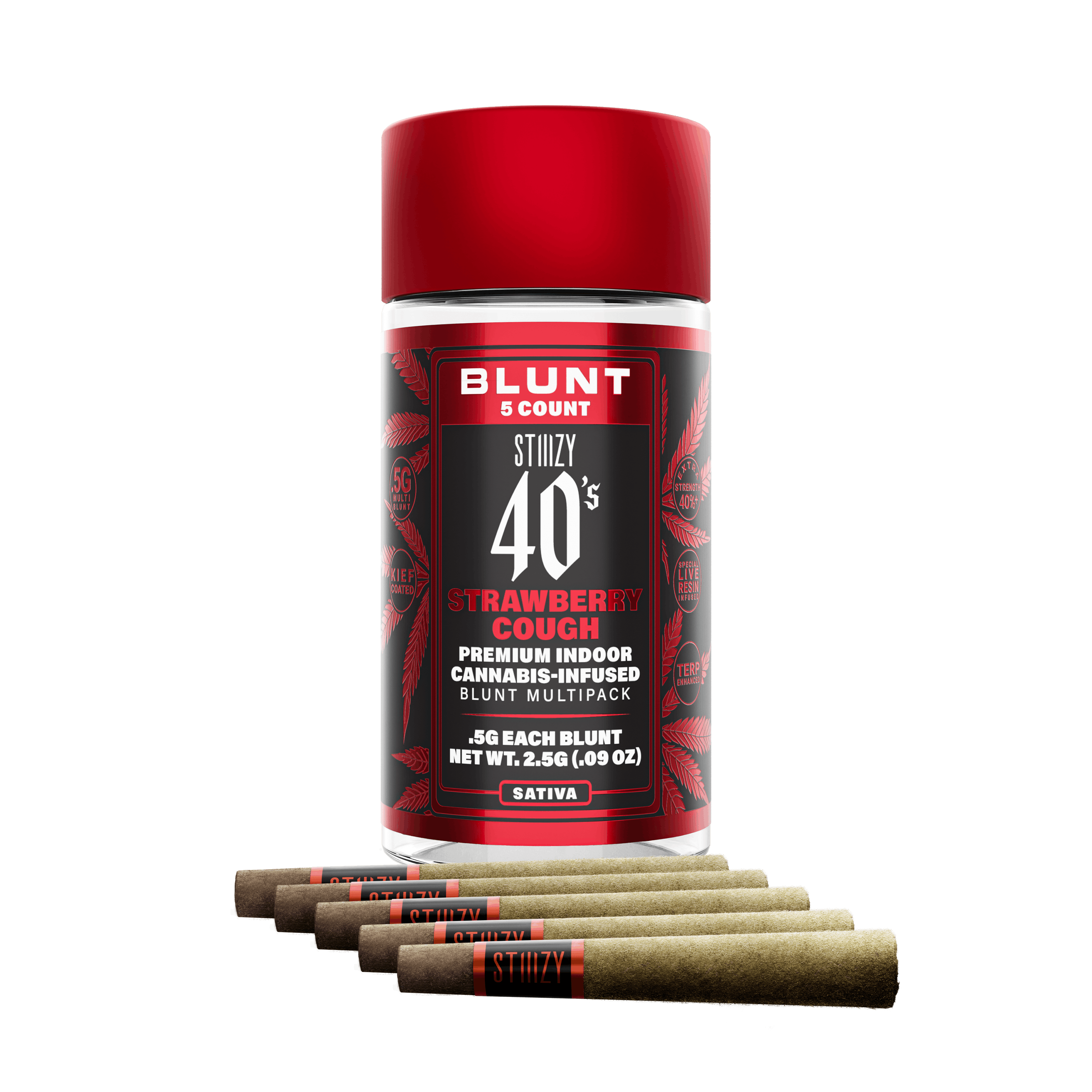 Stiiizy - 5-Pack .5g Live Resin Infused Blunts - Strawberry Cough