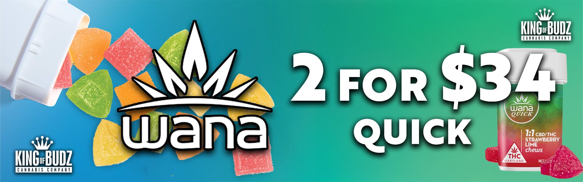 Wana Quicks Gummies 2/$34