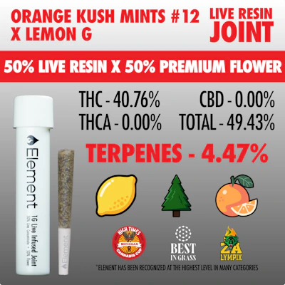 Element x SuperSuper - 1g Live Resin Joint - Orange Kush Mints #12 x Lemon G - PRE_ROLLS by Element at King of Budz