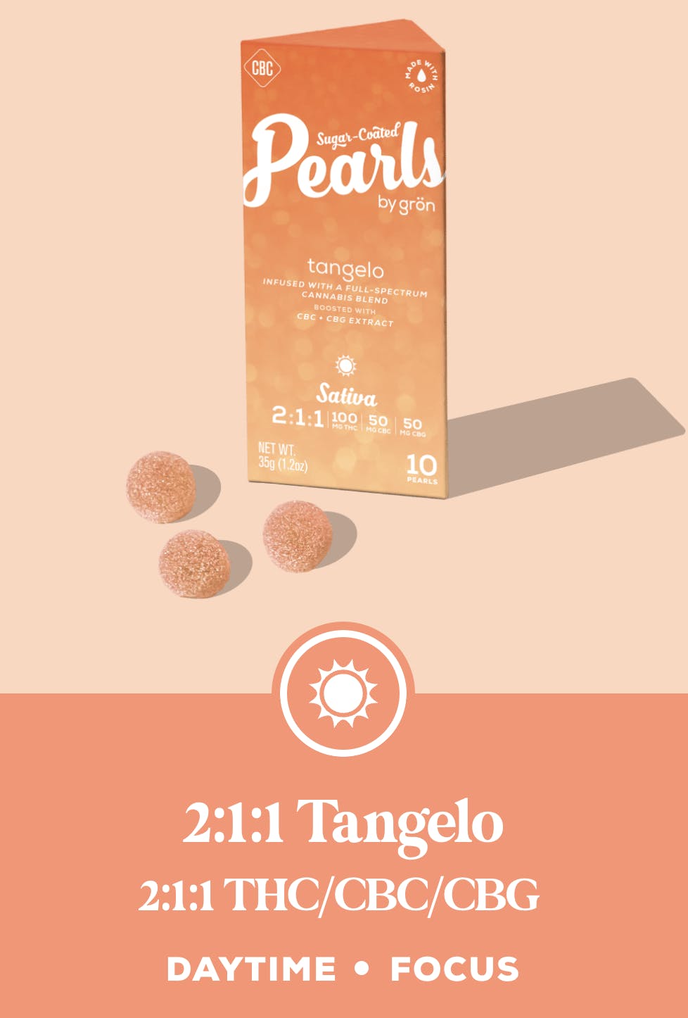 Product Pearls | Tangelo (S) | 2:1:1 THC:CBC:CBG 100mg | Gron