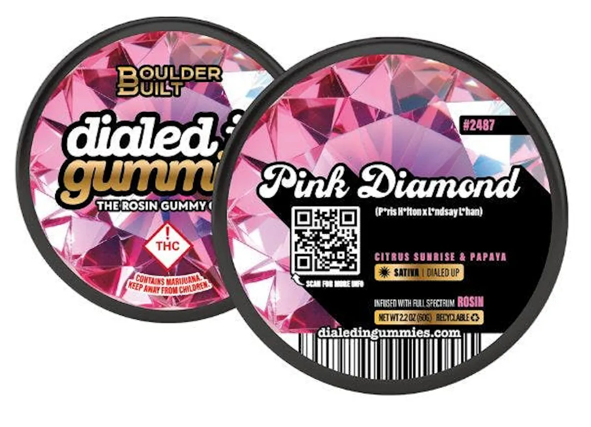 Dialed In – Rosin Gummies – Pink Moonberry (S) 100mg 1g Edibles