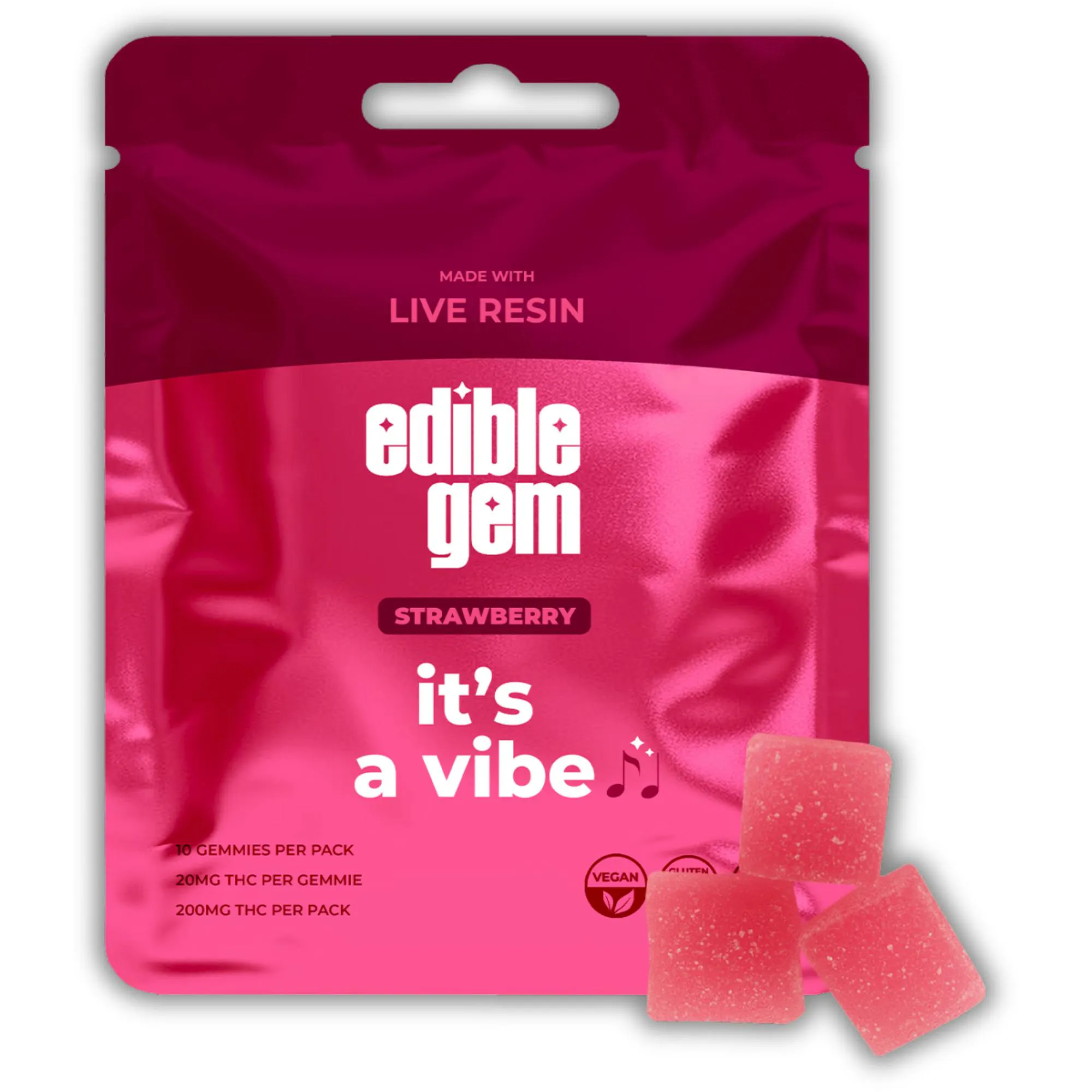 Edible Gem | 200mg Live Resin Gummies | Vibe Strawberry | Gramz