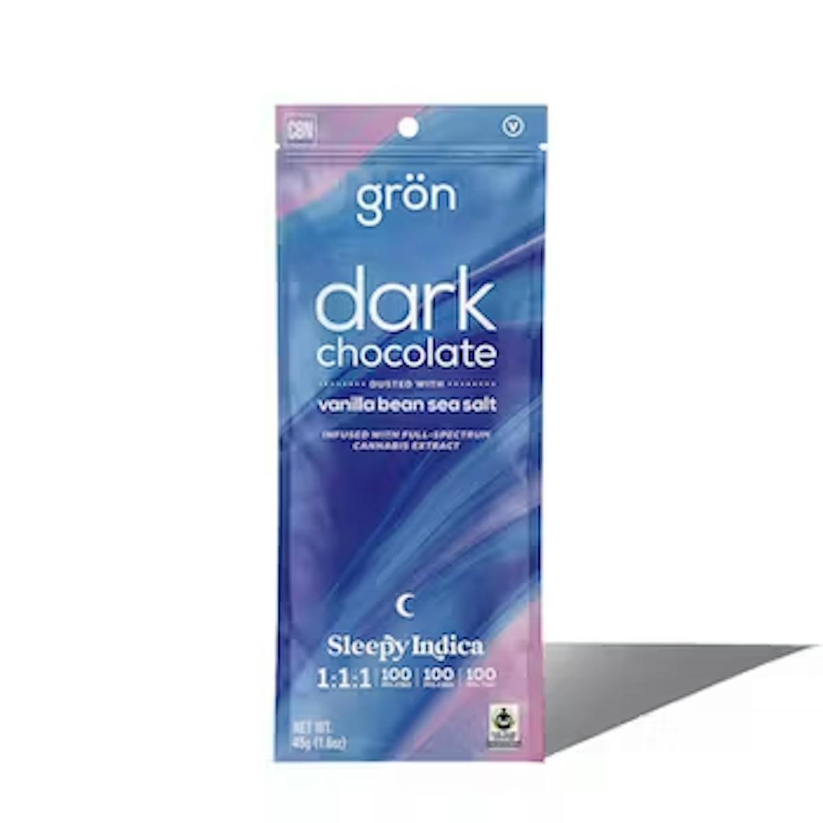 Photo of Gron 100mg 1:1:1 THC:CBD:CBN DARK CHOCOLATE W/ VANILLA BEAN SEA SALT