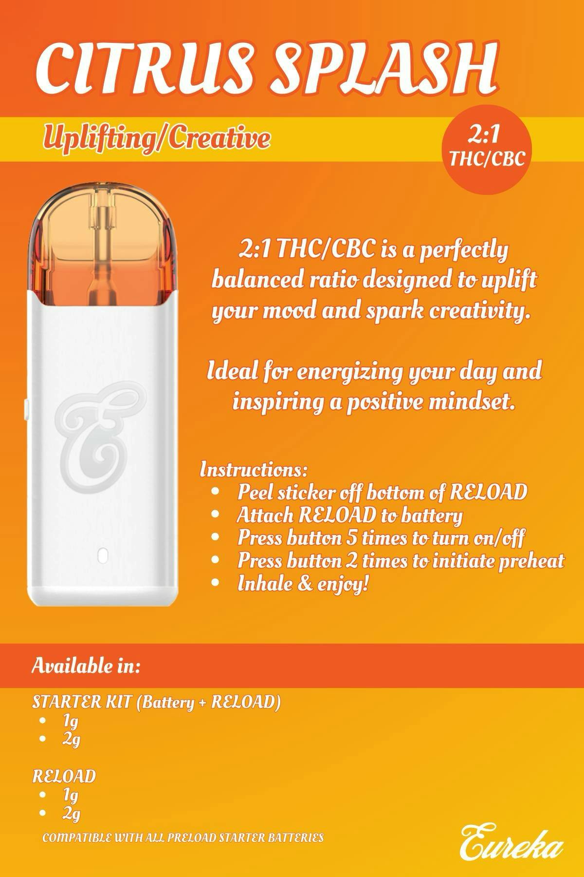 PRELOAD Starter Kit - 1g FUSION - Citrus Splash (2:1 THC/CBC)