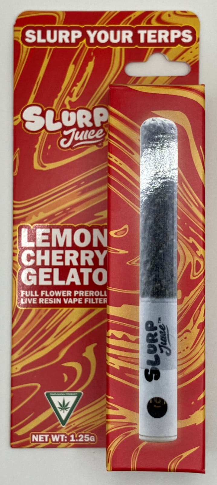 Product: Slurp Juice | Pre-roll with Live Resin Vape Filter - 1.25g - Lemon Cherry Gelato