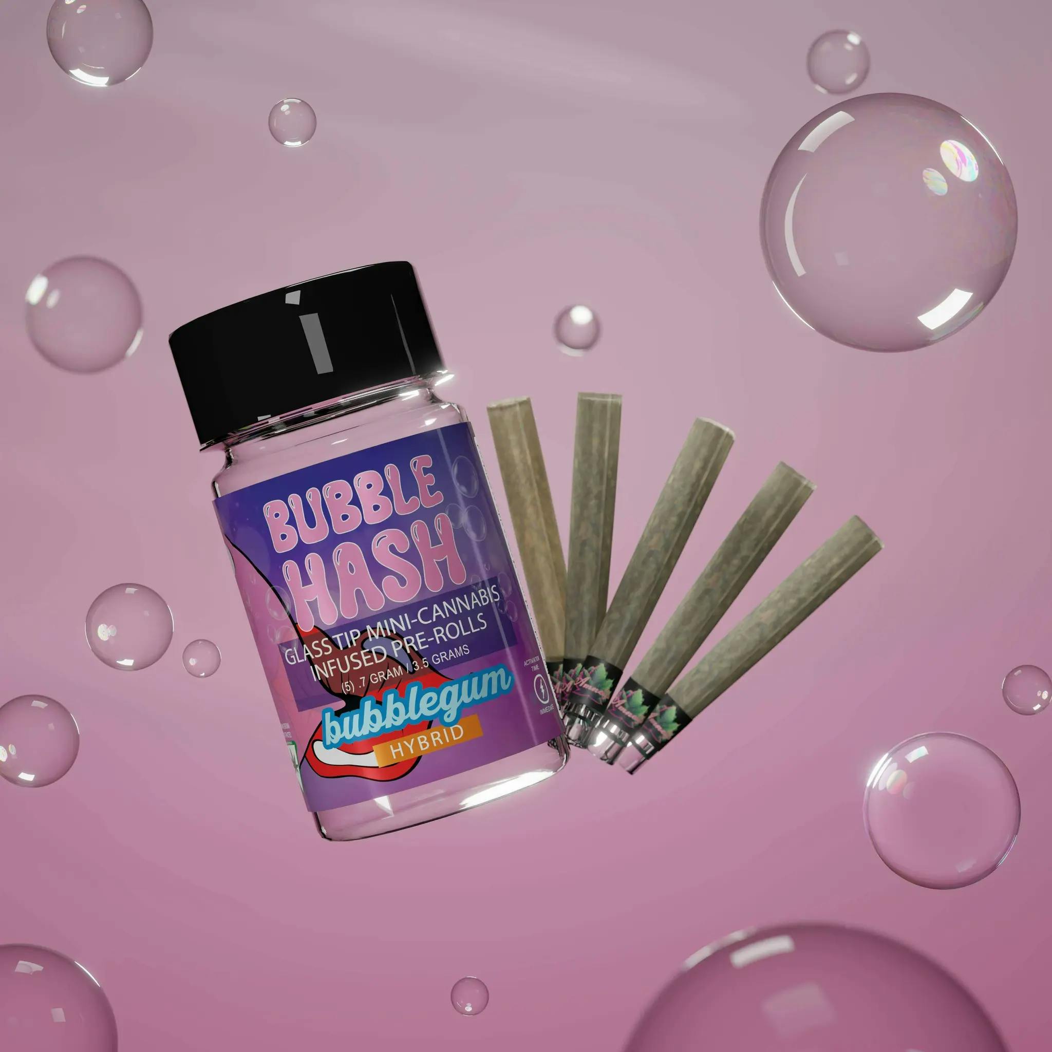 Amnesia - 5-Pack .7g Bubble Hash Infused Prerolls - Bubblegum
