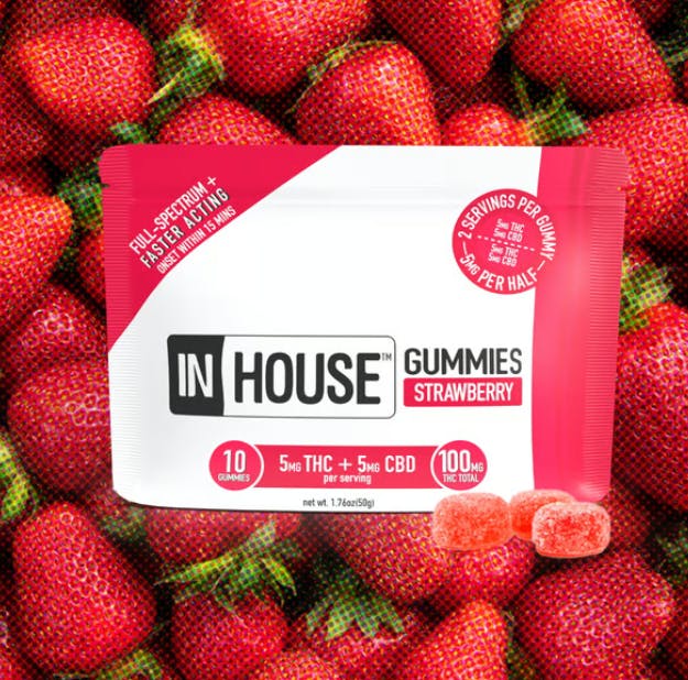 Product In House | Strawberry | Gummies | 100mg THC / 100mg CBD