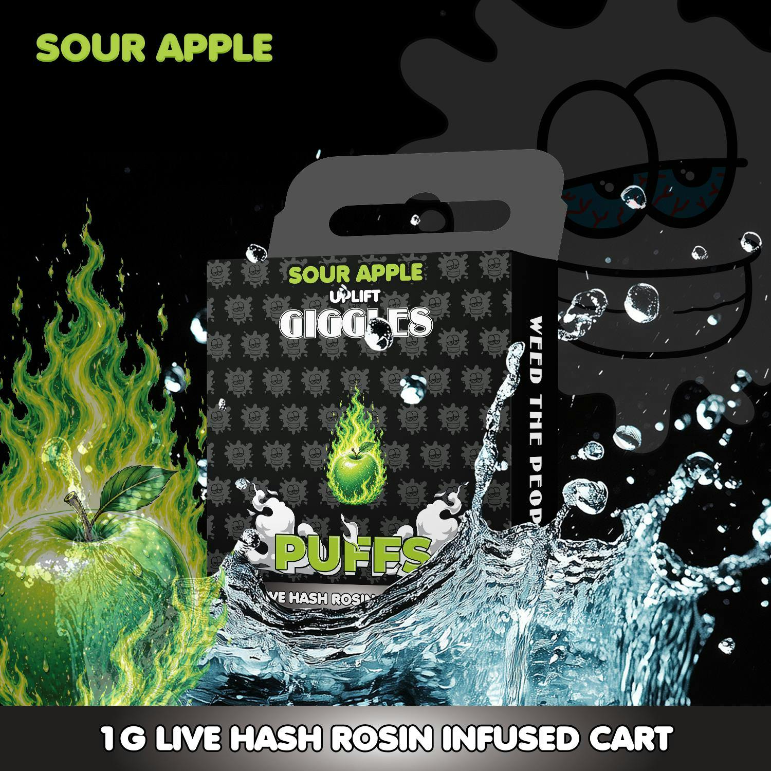 Giggles - 1g Live Rosin Cart - Sour Apple