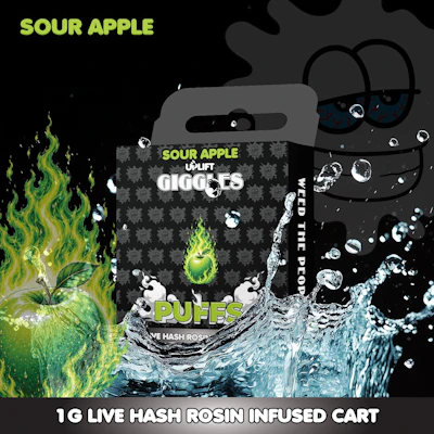 Giggles - 1g Live Rosin Cart - Sour Apple - CARTRIDGES by Giggles at King of Budz