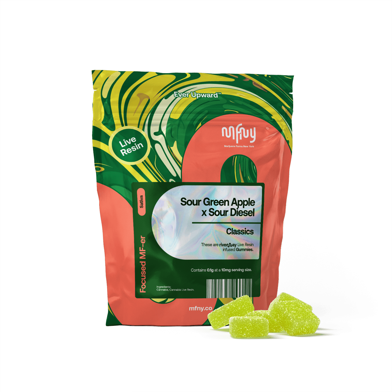 Sour Green Apple x Sour Diesel Live Resin Gummies | 10 pk
