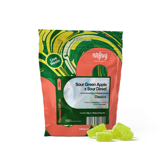 MFNY Sour Green Apple x Sour Diesel Live Resin Gummies | 10 pk