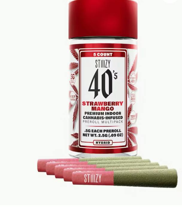 STIIIZY | Strawberry Mango | 40's Infused Preroll | 5pk