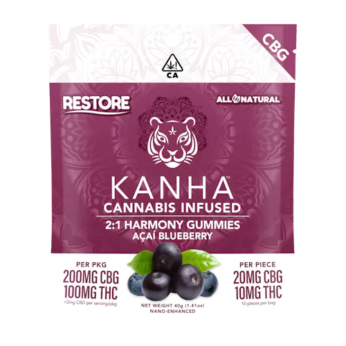 Kanha – Nano – Acai Blueberry – H – Gummy – 2:1 CBG/THC – 10ct – 100mg-1