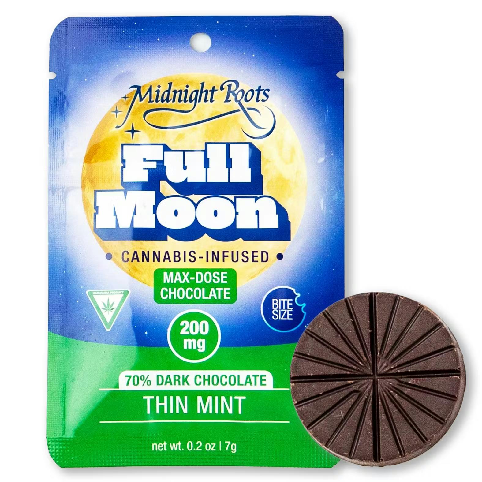 Midnight Roots | Full Moon 200mg Thin Mint Dark Chocolate Round