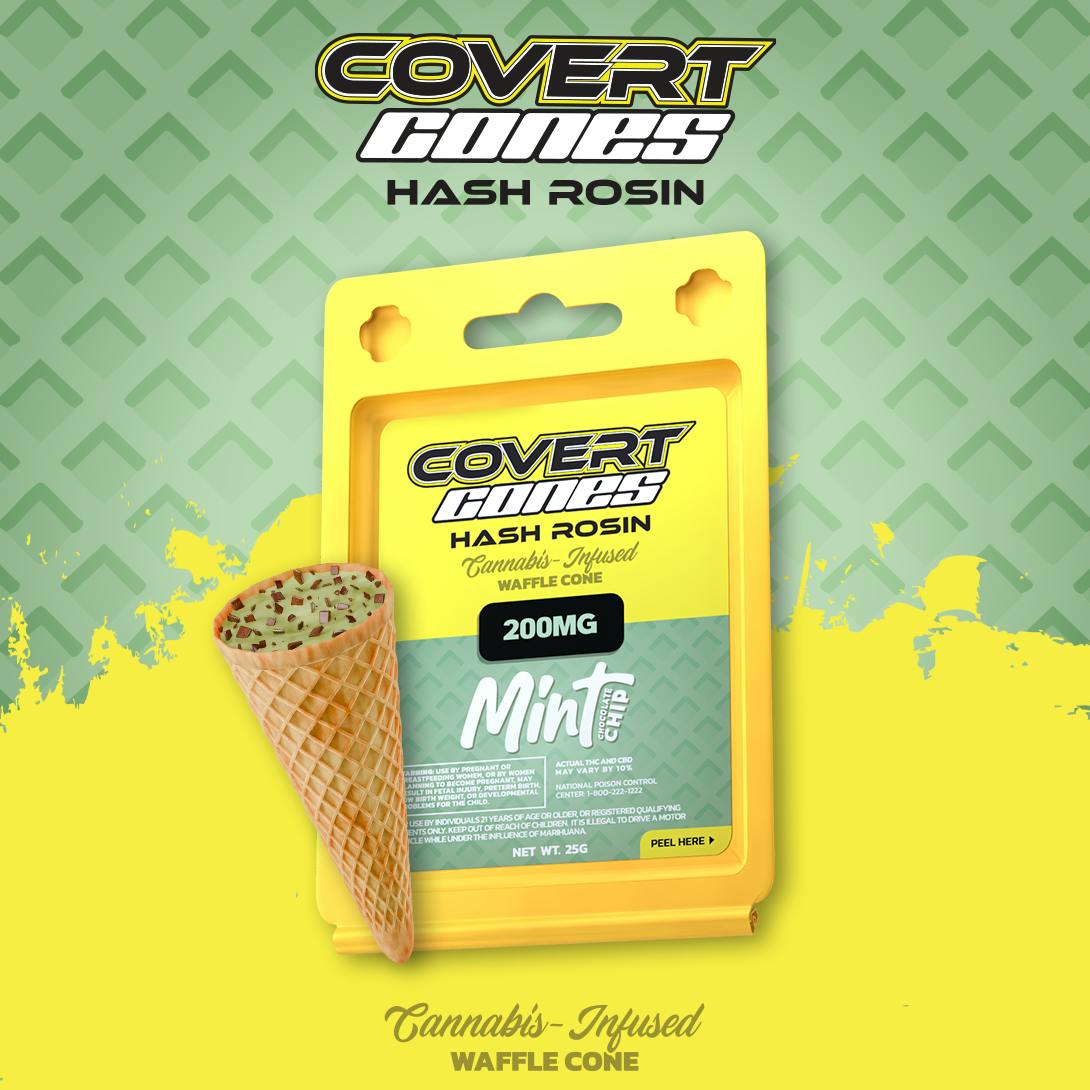Product: Covert Cups | Hash Rosin Cones - 200mg - Mint Chocolate Chip