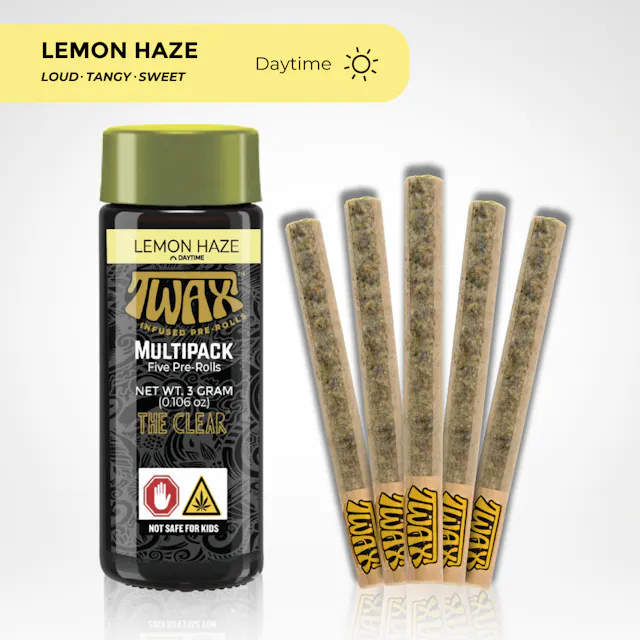 TWAX Infused Pre-Roll Pack Lemon Haze 5pk/3g (sativa, infused pre roll packs)