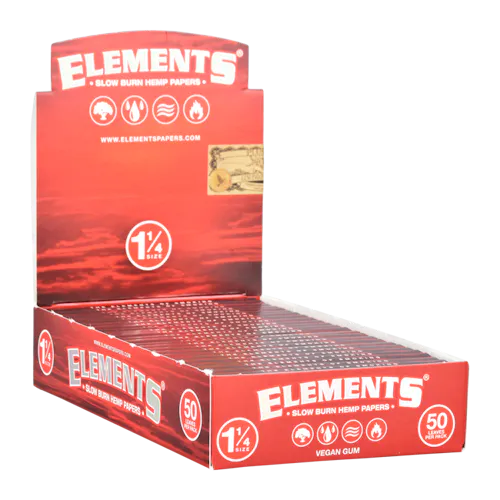 Elements Red Slow Burn Hemp Rolling Papers – 1 1/4′-1