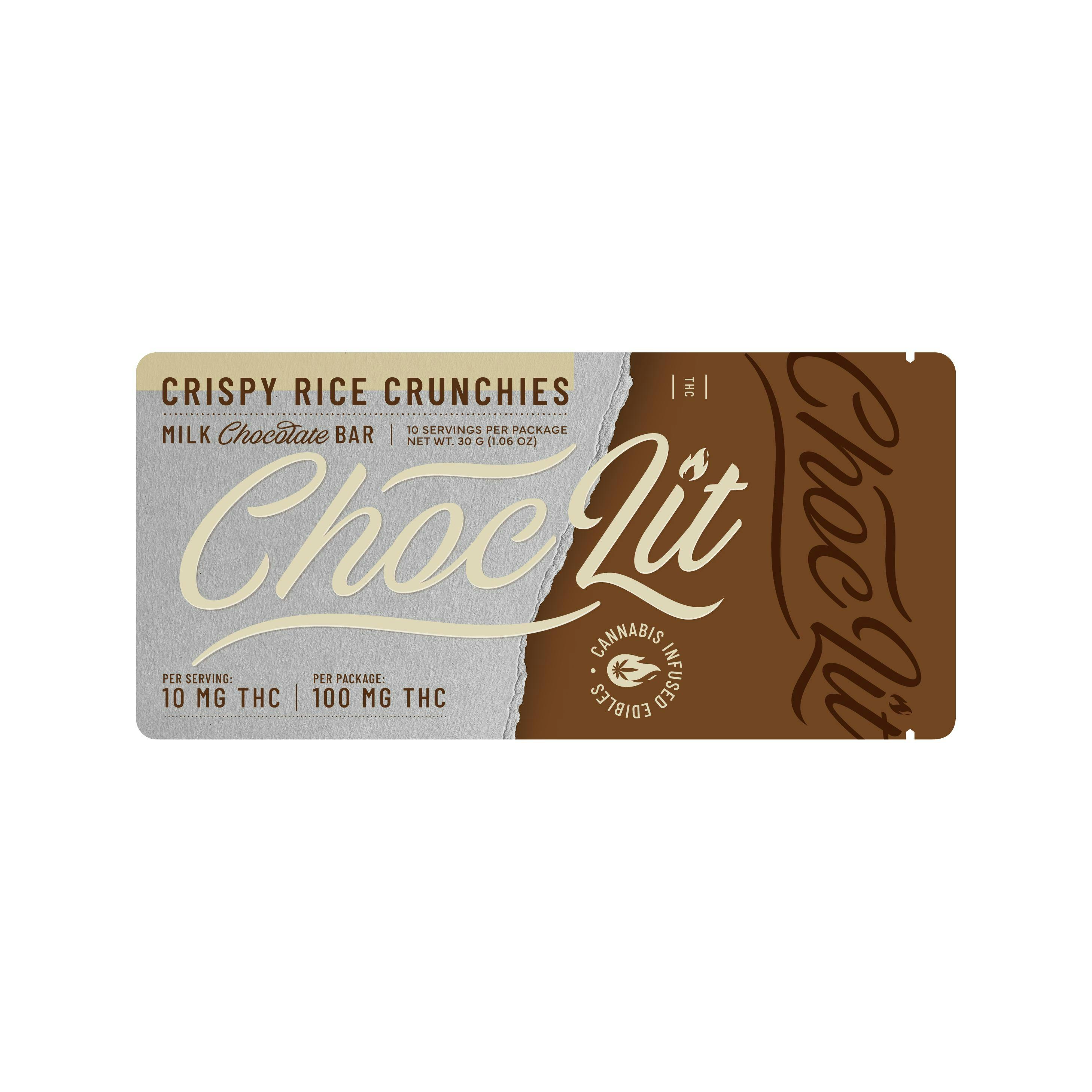 ChocLit Crispy Rice Crunchies | 100mg Milk Chocolate Bars