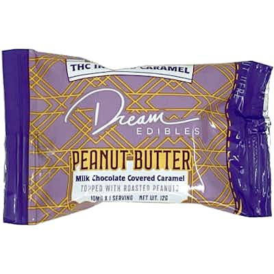 Product: Dream Edibles | Milk Chocolate Covered Peanut Butter Caramel | 10mg