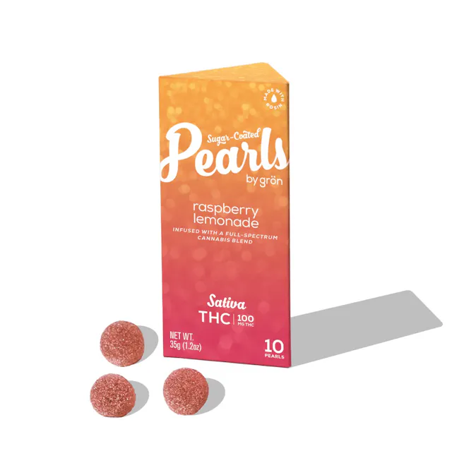 Grön Pearls Raspberry Lemonade 10pk/100mg (sativa, gummies, 2.8g)