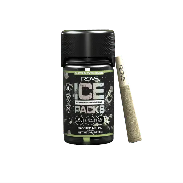 Rove Ice Packs Infused Pre-Roll Pack Frosted Melon 5pk/3g (hybrid, infused pre roll packs, 2.5g)