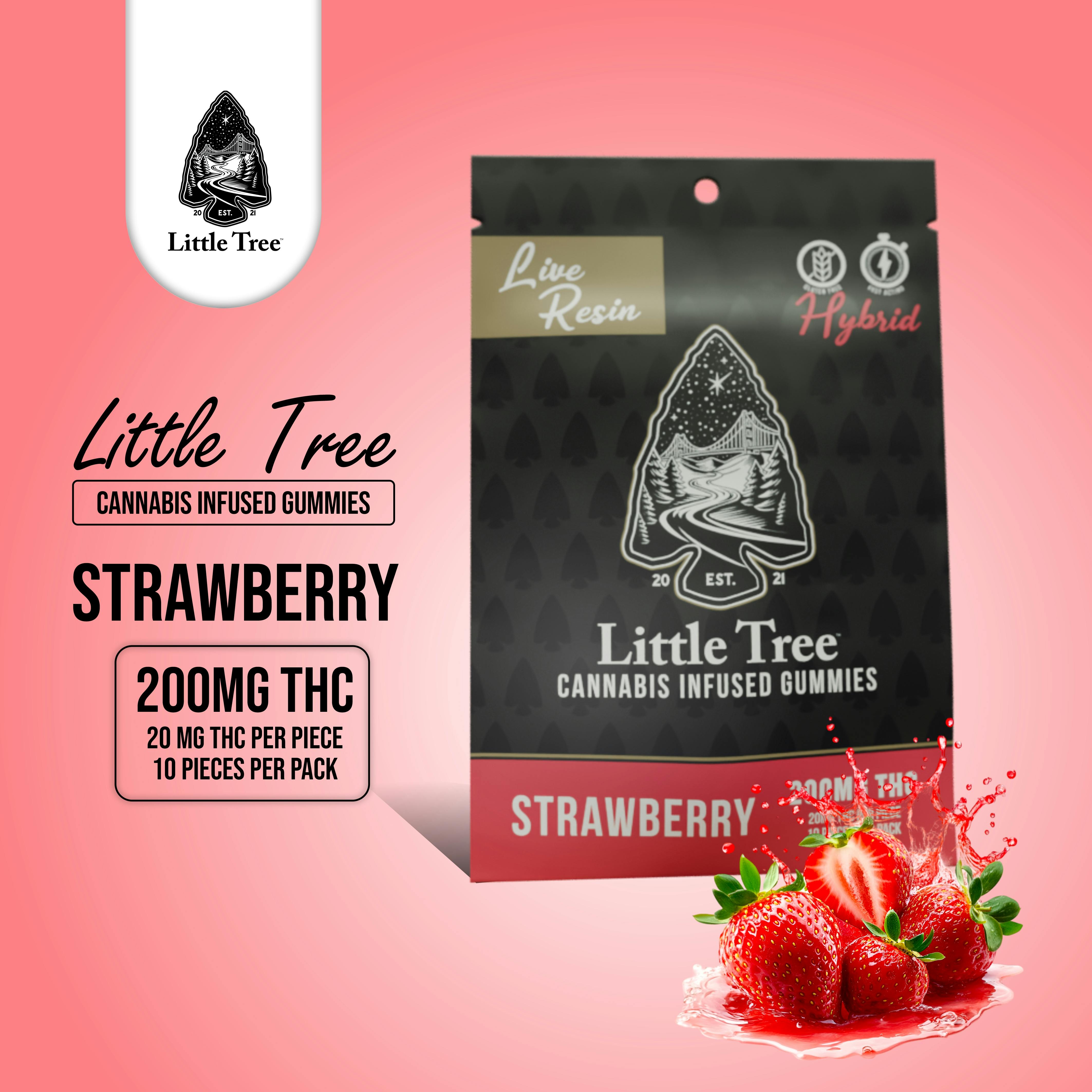Product: Little Tree | Strawberry | Infused Live Resin Gummies | 200mg | Hybrid