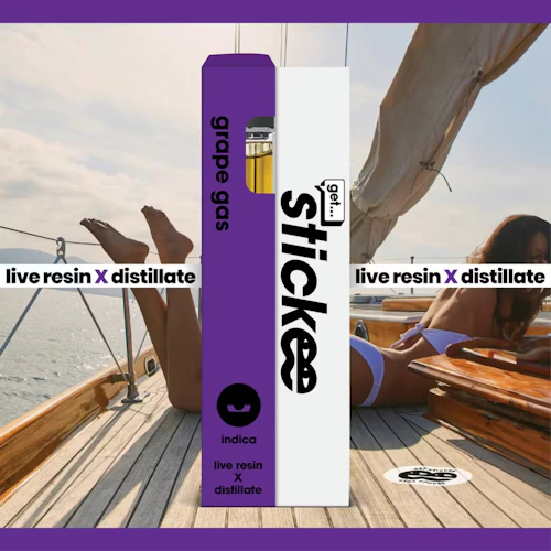 Stickee - 1g Live Resin Disposable - Grape Gas