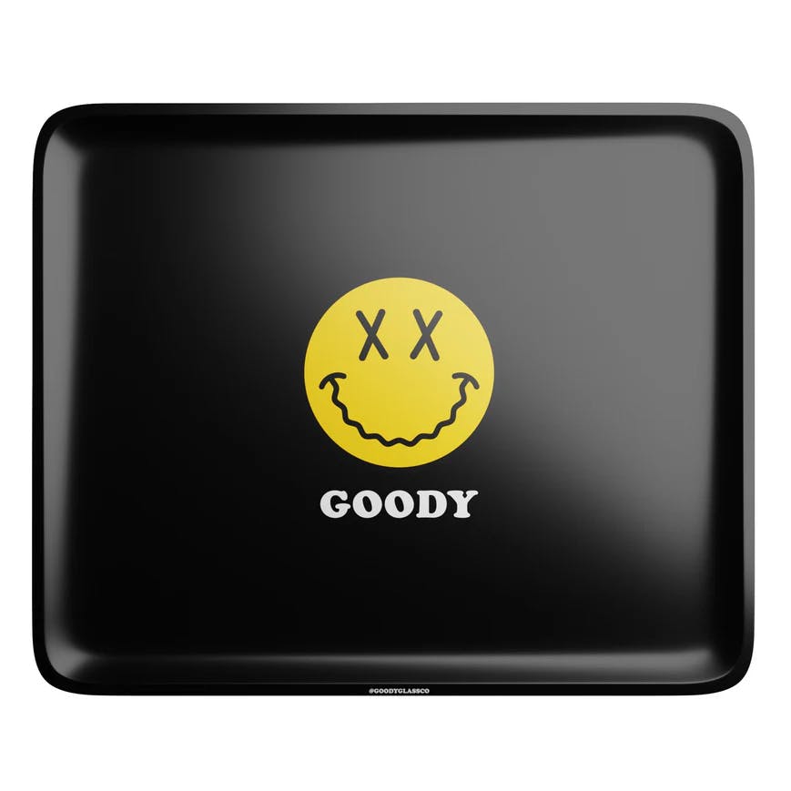 Accessories | Goody Glass | Black Big Yellow Face Rolling Tray | Large