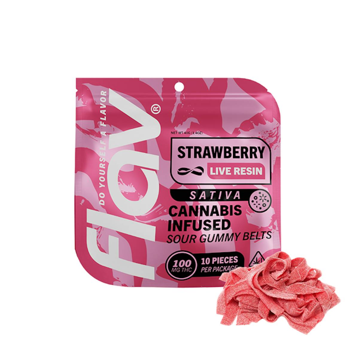 Photo of Flav | Strawberry | Live Resin Sour Gummy Belts