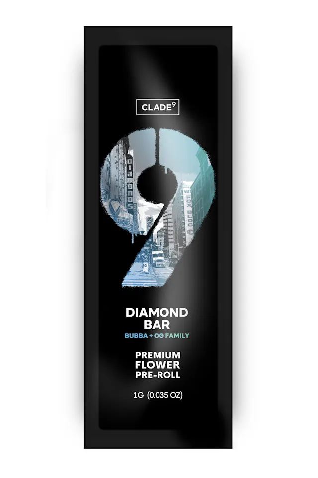 Clade9 Pre-Roll Diamond Bar 1g (indica, singles)