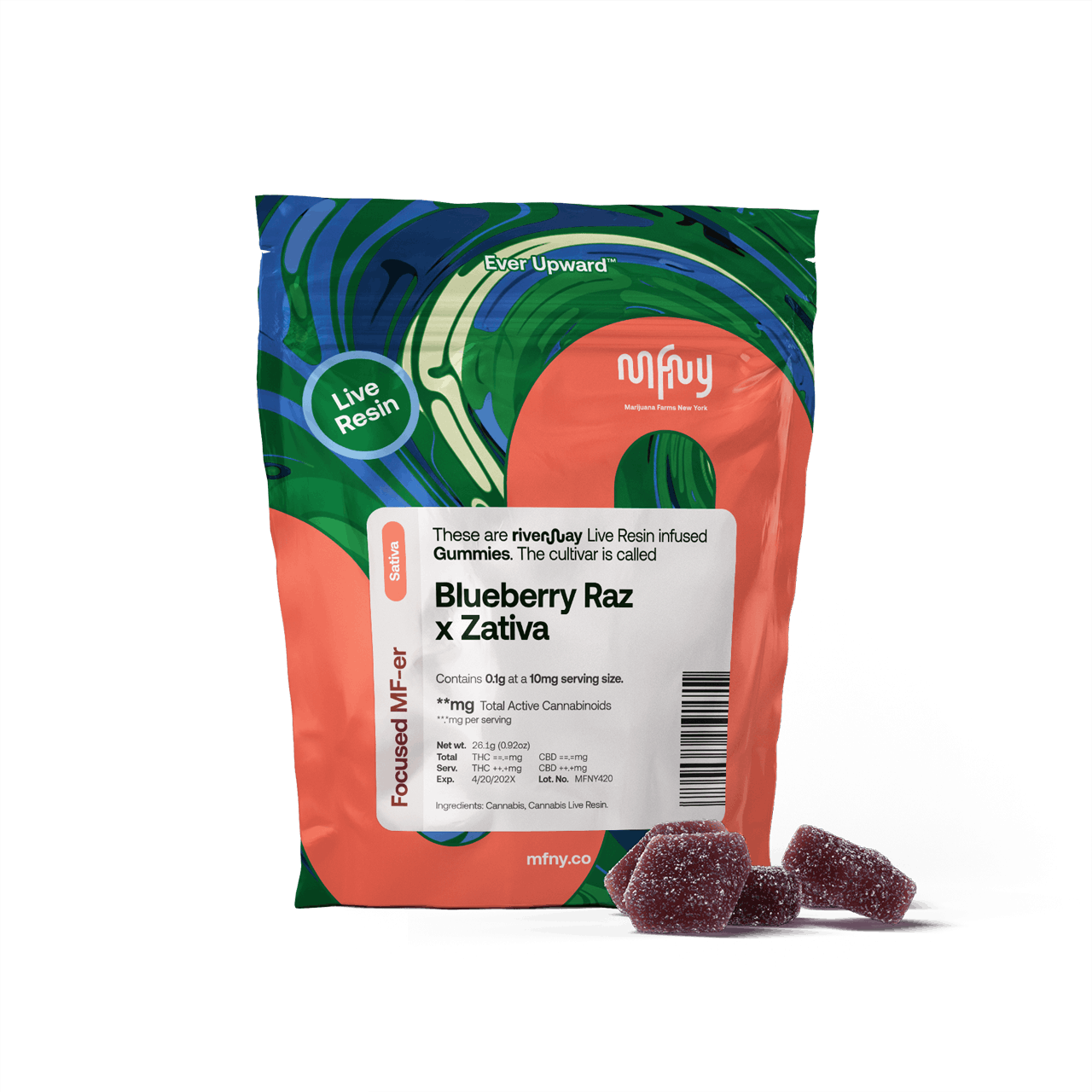 Blueberry Raz x Zativa Live Resin Gummies | 10 pk