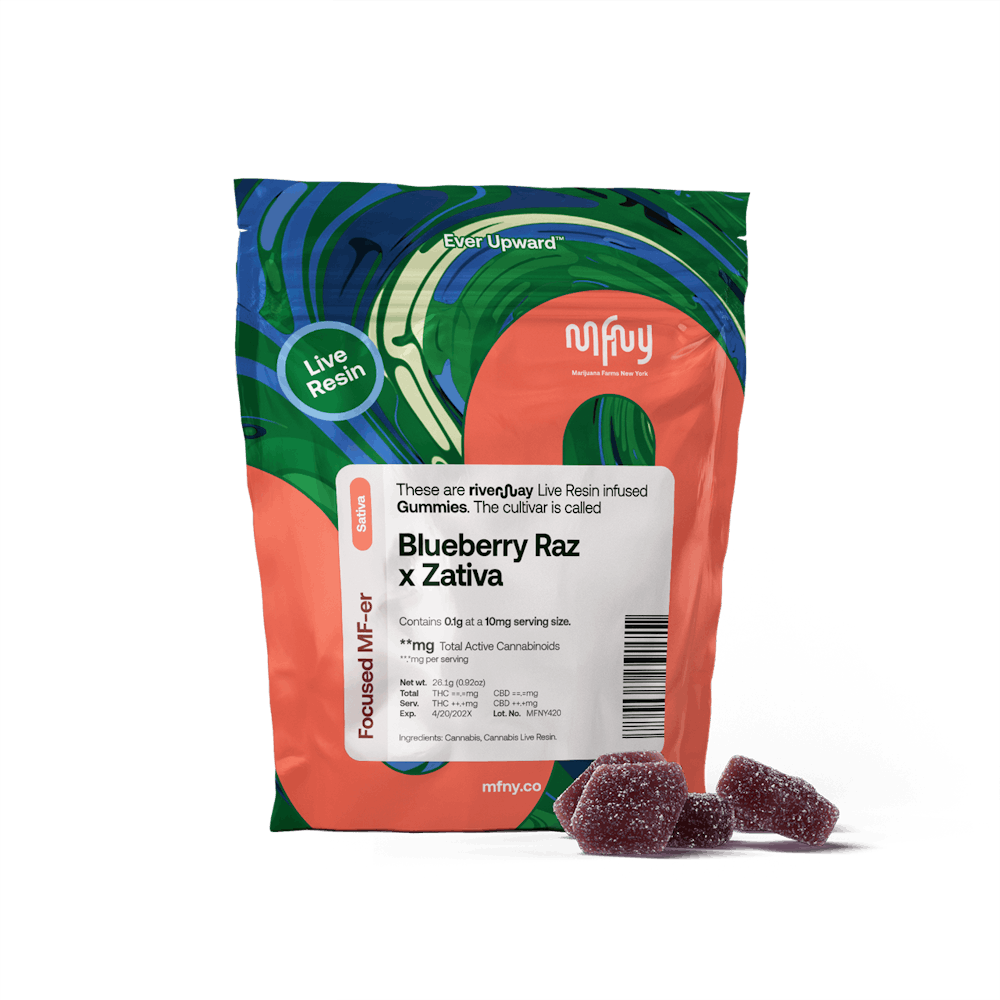 Product Blueberry Raz x Zativa Live Resin Gummies | 10 pk