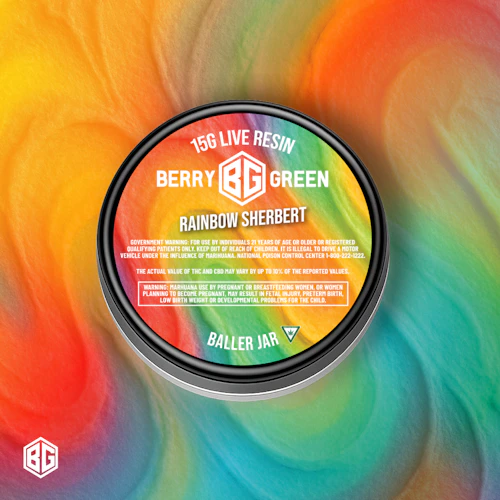 Berry Green - 15g Live Resin Baller Jar - Rainbow Sherbet