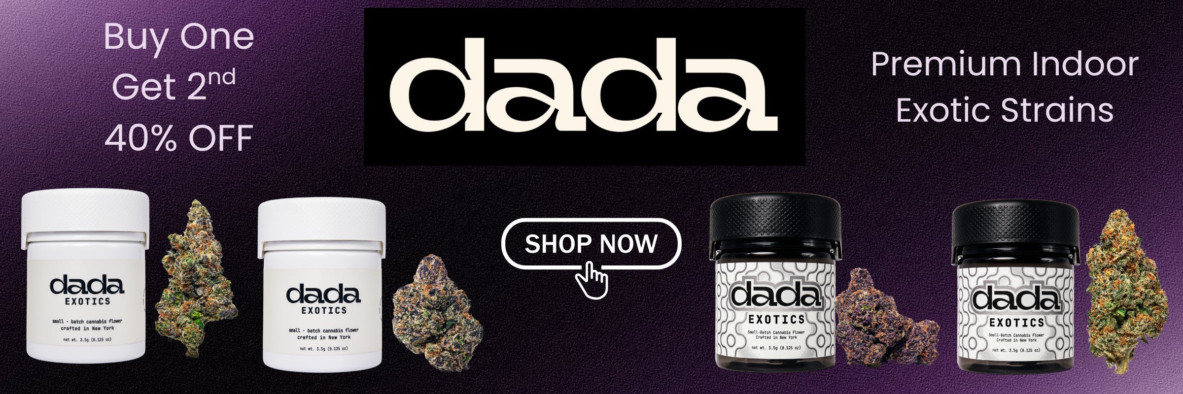 elevate cannabis dispensary - Dada Exotics - top Shelf flower - 3.5g indoor