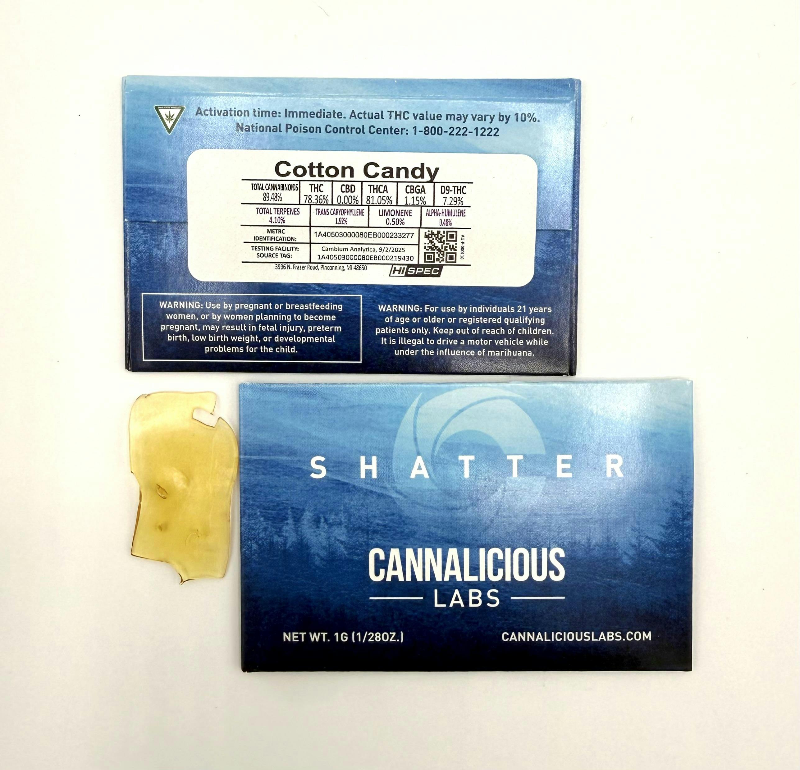 Cannalicious - 1g Shatter - Cotton Candy