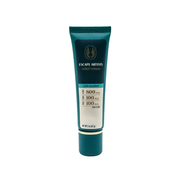 Escape Artists Relief Cream Tube Menthol 8 CBD : 1 CBG : 1 THC 100mg (hybrid, lotions, 22.4g)