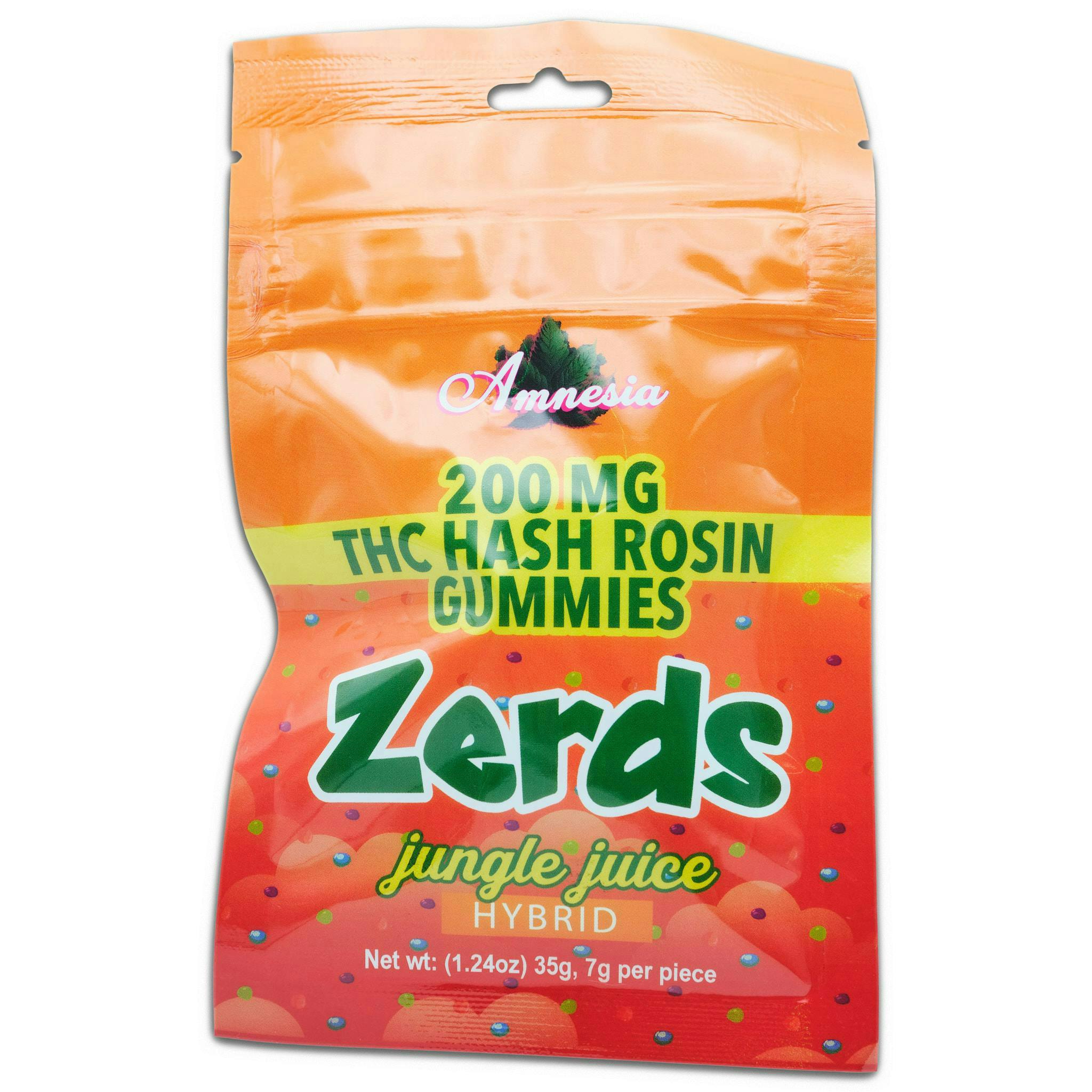 Product: AMNESIA | ZERDS JUNGLE JUICE | HASH ROSIN GUMMIES | 5PK | HYBRID