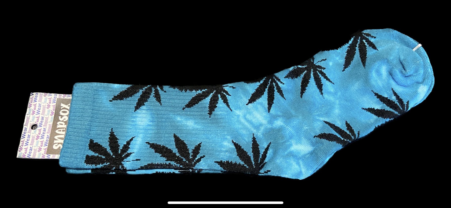 Snapsox - Blue Tie Die With Black Leaves - Canna Provisions