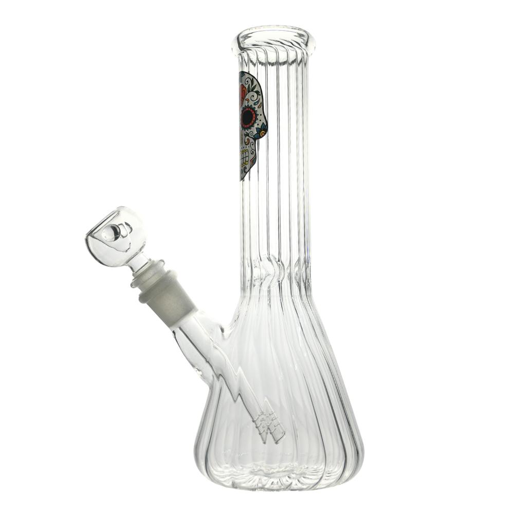 Eco Glass - Sugar Skull Ribbed Beaker - 10"