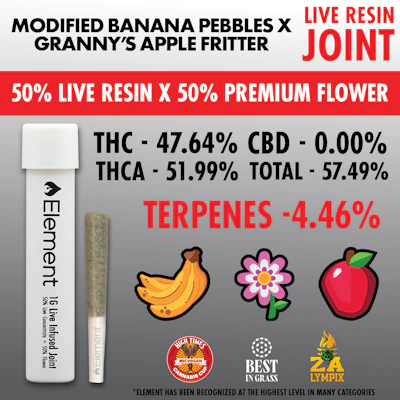Element x KAI - 1g Live Resin Joint - Modified Banana Pebbles x Grannys Apple Fritter - PRE_ROLLS by Element at King of Budz